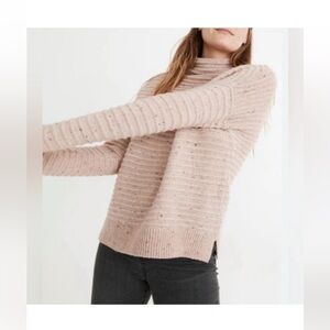 Madewell Speckled Cream Ribbed Turtleneck Sweater